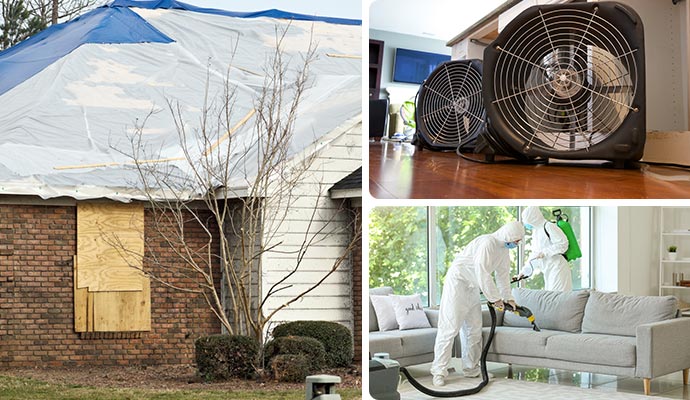 Collage of multiple property restoration services