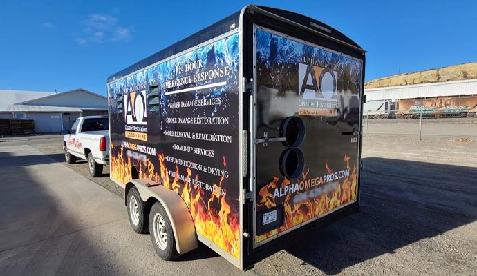 Emergency disaster restoration service vehicle of Alpha Omega Disaster Restoration