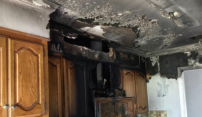 Fire damaged ceiling