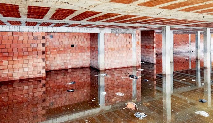 Water damage flooded basement