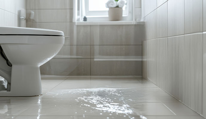 Water damage in
          toilet